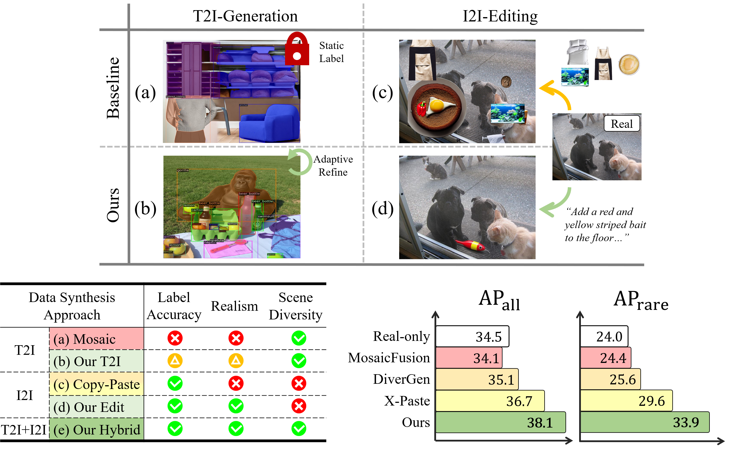 Mutually complementary T2I-I2I data synthesis.